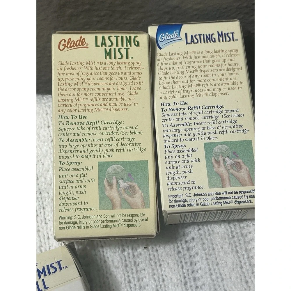 Glade Lasting Mist Refill 1995/6 Discontinued Set Of 3 One Open 2 Sealed Vanilla - Picture 5 of 7